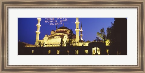 Framed Blue Mosque at night, Istanbul, Turkey Print