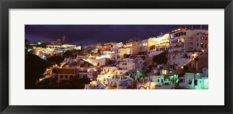 Framed Town at night, Santorini, Greece Print