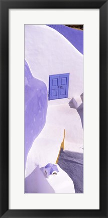 Framed Blue door, Santorini, Greece Print