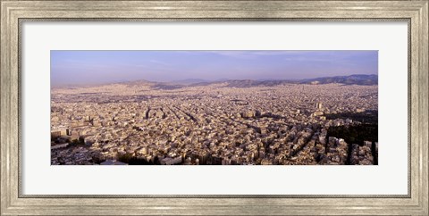 Framed Aerial view of a city, Athens, Greece Print