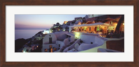 Framed Terrace overlooking the Caldera, Santorini, Greece Print