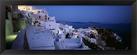 Framed Terrace of the buildings, Santorini, Cyclades Islands, Greece Print