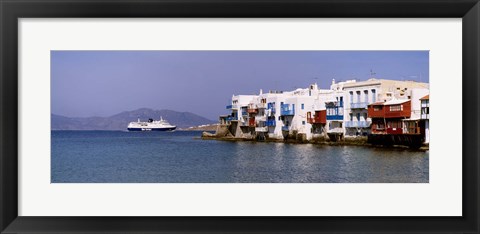 Framed Buildings at the waterfront, Mykonos, Cyclades Islands, Greece Print