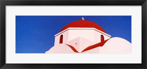 Framed Church with red dome, Mykonos, Cyclades Islands, Greece Print