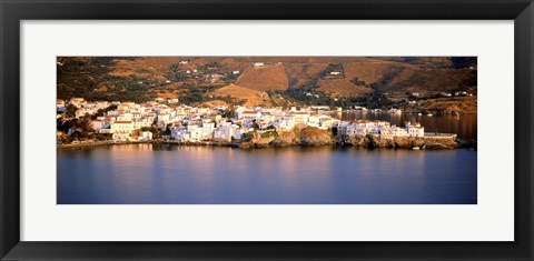 Framed Buildings at the waterfront, Andros, Cyclades Islands, Greece Print