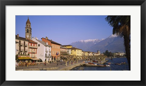 Framed Buildings at the waterfront, Lake Maggiore, Ascona, Switzerland Print