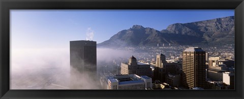 Framed Cape Town and Table Mountain Through the Fog, South Africa Print