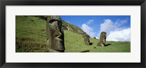 Framed Stone Heads, Easter Islands, Chile Print