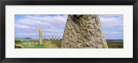 Framed Ring Of Brodgar with view of a loch, Orkney Islands, Scotland, United Kingdom Print