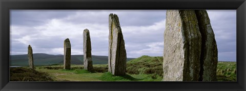 Framed Ring Of Brodgar with view of the hills, Orkney Islands, Scotland, United Kingdom Print