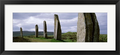 Framed Ring Of Brodgar with view of the hills, Orkney Islands, Scotland, United Kingdom Print