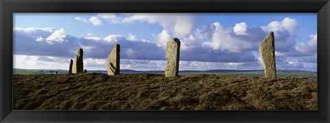 Framed Ring Of Brodgar on a cloudy day, Orkney Islands, Scotland, United Kingdom Print