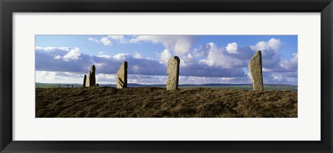 Framed Ring Of Brodgar on a cloudy day, Orkney Islands, Scotland, United Kingdom Print