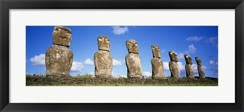 Framed Row of Stone Heads, Easter Islands, Chile Print