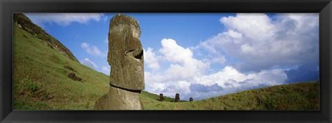 Framed Stone Heads with Clouds, Easter Islands, Chile Print