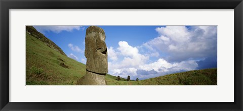 Framed Stone Heads with Clouds, Easter Islands, Chile Print