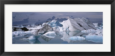 Framed Glacier Floating On Water, Vatnajokull Glacier, Iceland Print