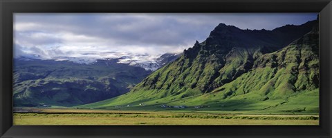 Framed View Of Farm And Cliff In The South Coast, Sheer Basalt Cliffs, South Coast, Iceland Print