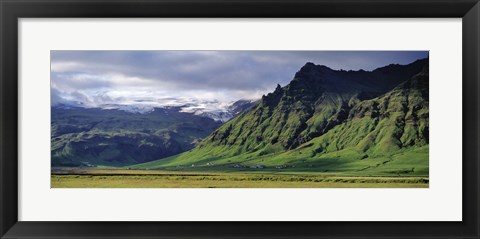 Framed View Of Farm And Cliff In The South Coast, Sheer Basalt Cliffs, South Coast, Iceland Print