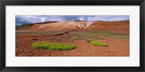 Framed Steam Emitting From The Ground, Lehmjukur Thermal Area, Iceland Print