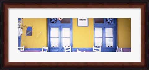 Framed Greece, Hydra, Empty restaurant Print