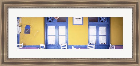 Framed Greece, Hydra, Empty restaurant Print