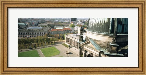 Framed High angle view of a formal garden in front of a church, Berlin Dome, Altes Museum, Berlin, Germany Print