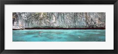 Framed High Angle View Of Three People Snorkeling, Phi Phi Islands, Thailand Print