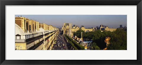 Framed High angle view of vehicles on the road, Musee du Louvre, Royal Street, Paris, France Print