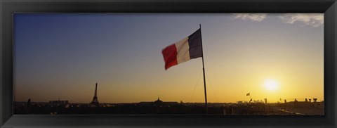 Framed French flag waving in the wind, Paris, France Print