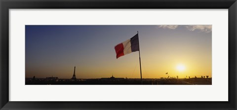 Framed French flag waving in the wind, Paris, France Print