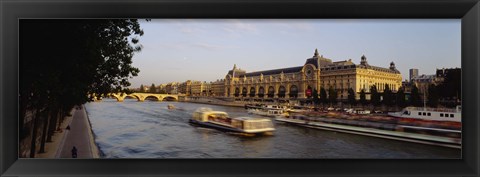 Framed Passenger Craft In A River, Seine River, Musee D&#39;Orsay, Paris, France Print