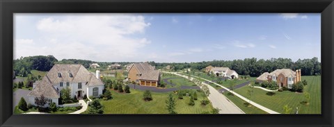 Framed High angle view of houses on a field Print