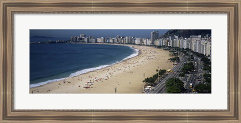 Framed High Angle View Of The Beach, Rid De Janeiro, Brazil Print