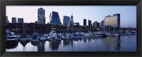 Framed Boats Docked At A Harbor, Puerto Madero, Buenos Aires, Argentina Print