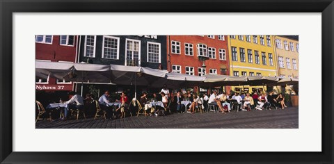 Framed Tourists In A Road Side Restaurant, Nyhavn, Copenhagen, Denmark Print