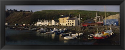 Framed Boats Moored At The Dock, Stonehaven, Scotland, United Kingdom Print