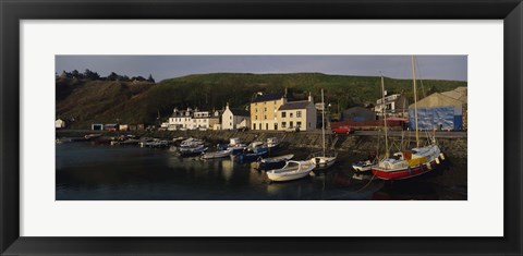 Framed Boats Moored At The Dock, Stonehaven, Scotland, United Kingdom Print