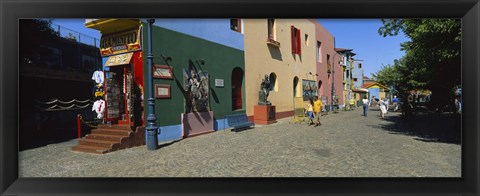 Framed Multi-Colored Buildings In A City, La Boca, Buenos Aires, Argentina Print