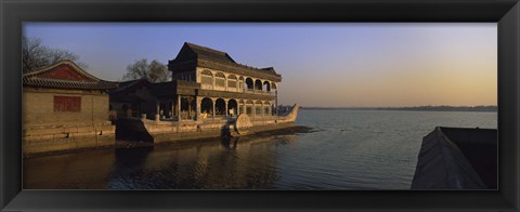 Framed Marble Boat In A River, Summer Palace, Beijing, China Print