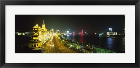 Framed Buildings Lit Up At Night, The Bund, Shanghai, China Print