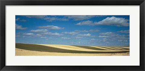 Framed Clouded sky over a striped field, Geraldine, Montana, USA Print