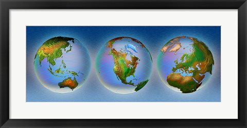 Framed Close-up of three globes Print