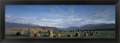 Framed Rocks on a field, Castelrigg Stone Circle, Keswick, Lake district, England Print