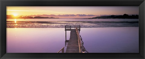 Framed High angle view of a pier on a river, Pounawea, The Catlins, South Island New Zealand, New Zealand Print