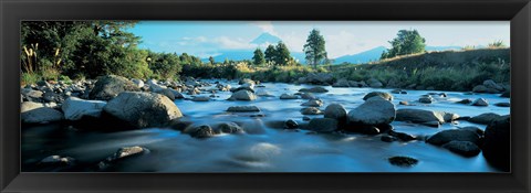 Framed Rocks in the river, Mount Taranaki, Taranaki, North Island, New Zealand Print