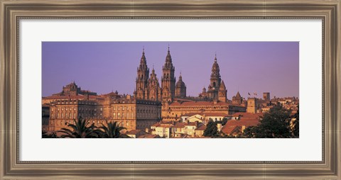 Framed Cathedral in a cityscape, Santiago De Compostela, La Coruna, Galicia, Spain Print