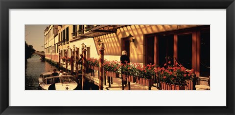 Framed Boat outside of a tourist resort, Venice, Italy Print