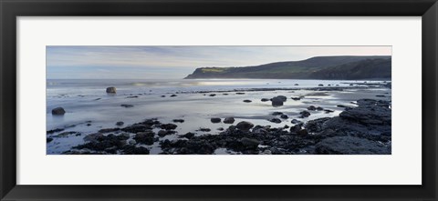 Framed Rocks On The Beach, Robin Hood&#39;s Bay, North Yorkshire, England, United Kingdom Print