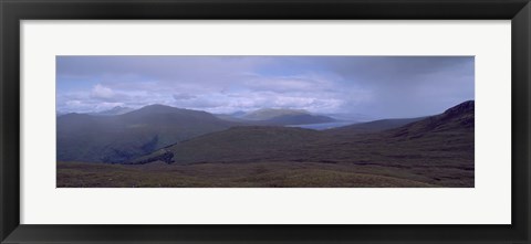 Framed Cloudy Sky Over Hills, Blackwater Reservoir, Scotland, United Kingdom Print